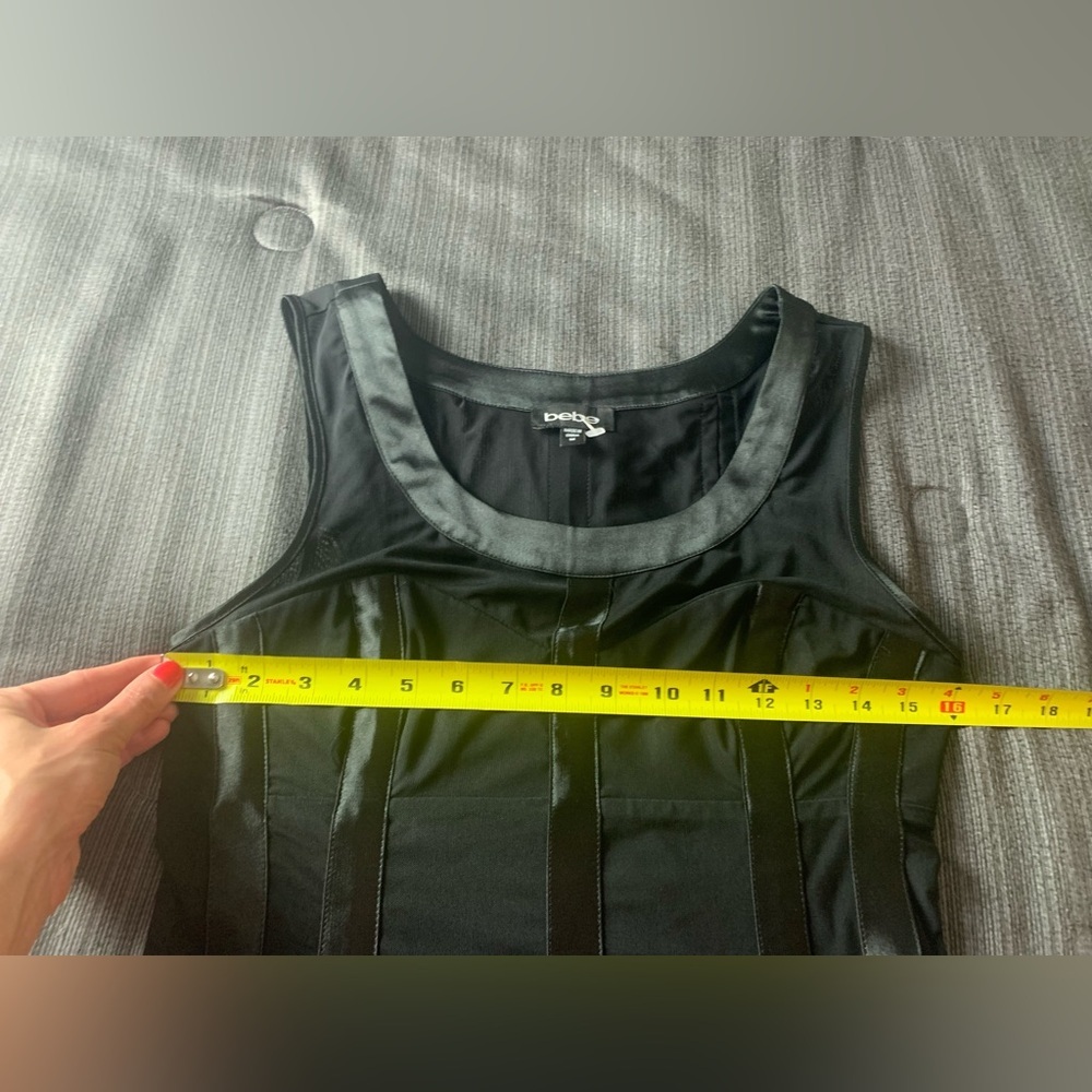 Bebe Mesh Satin Corset Top Black Medium - Picture 15 of 16